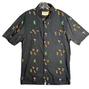 Altamont Skatebirds Mens Button Down Shirts XL Charcoal Black Cactus Flamingo Sk